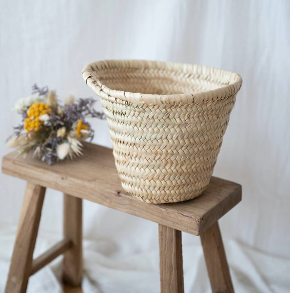 Flowrette Cache-pot feuille de palmier tressé bohème