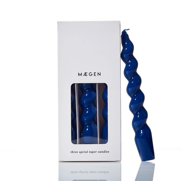 Flowrette Blue Spiral lot 3 bougies coniques torsadées bleues
