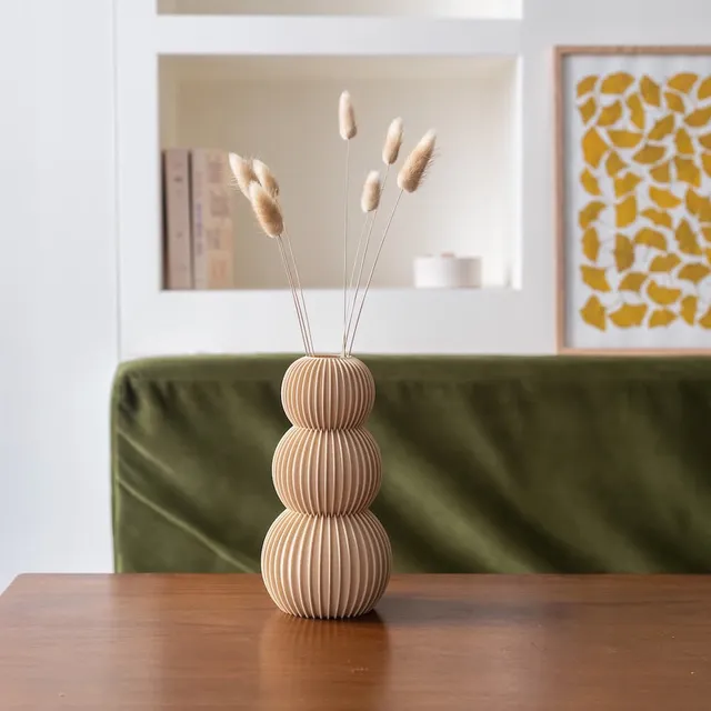 Flowrette Vases Flamant vase beige fleurs séchées