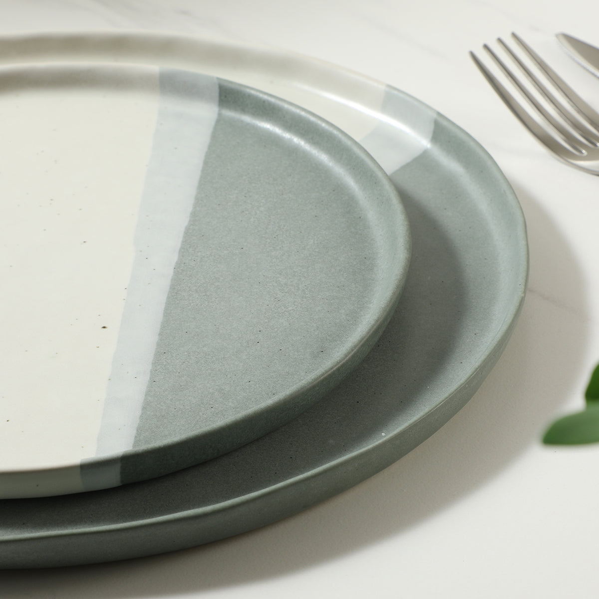 Sia Matty service 4 assiettes dessert vert 27 cm en grès
