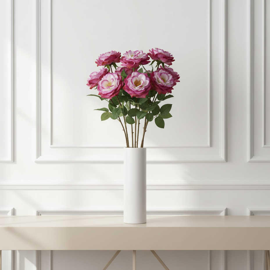 Sia Sophie tige rose artificielle ouverte 64cm blanc