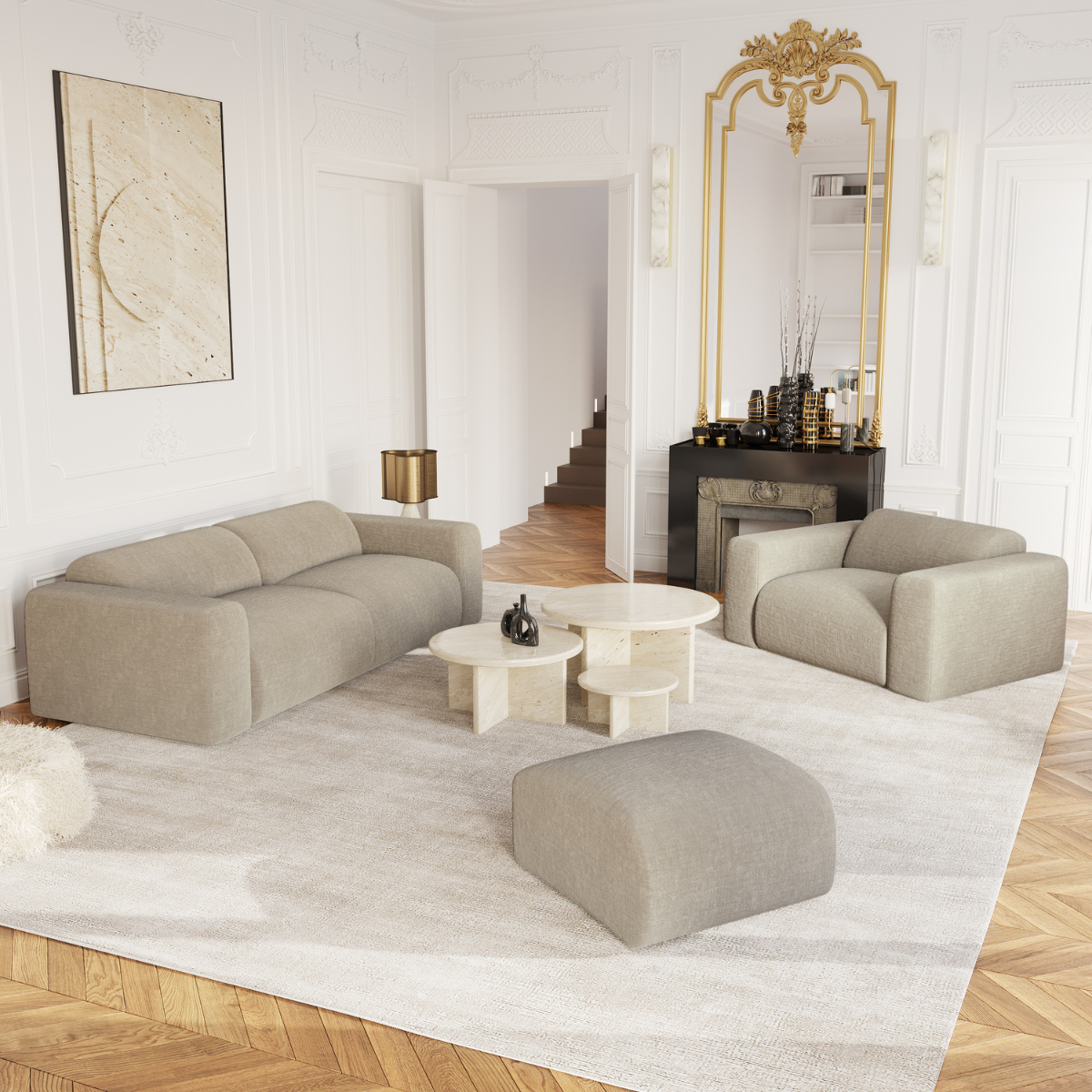 Sia Home Myra canapé crème assise arrondie