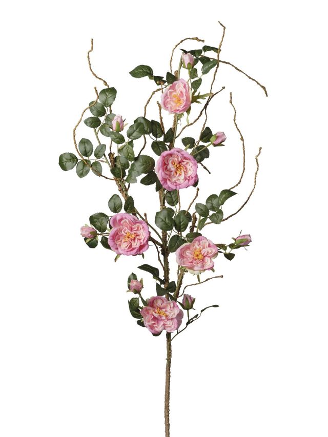 Feuillazur Rungis Branche de Rosier fleur artificielle jaune 125 cm