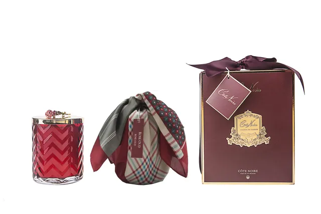 Côte Noire Herringbone HCG07 bougie 600g rose oud rouge
