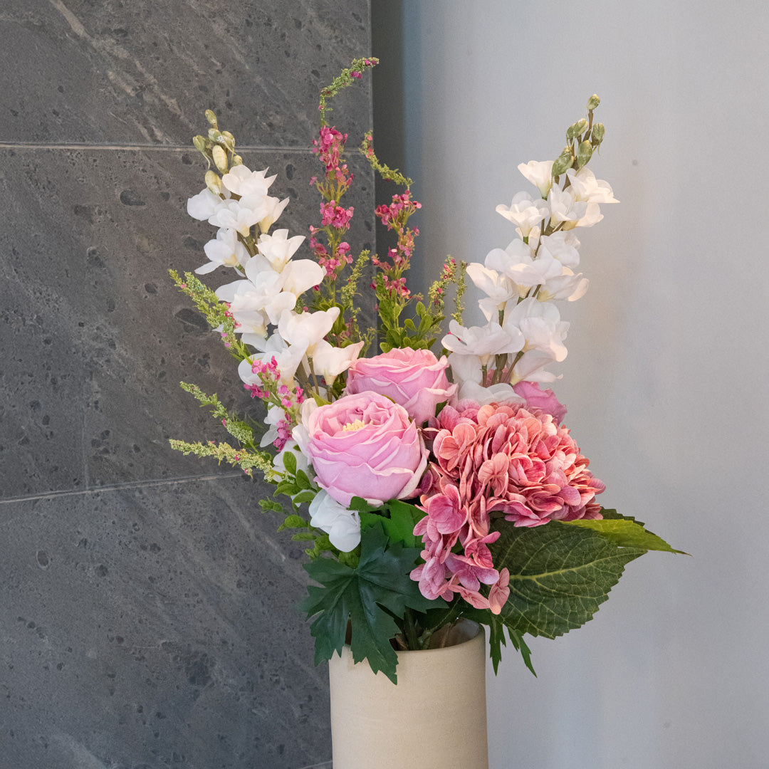 Flowrette Juliette bouquet fleurs artificielles rose blanc romantique