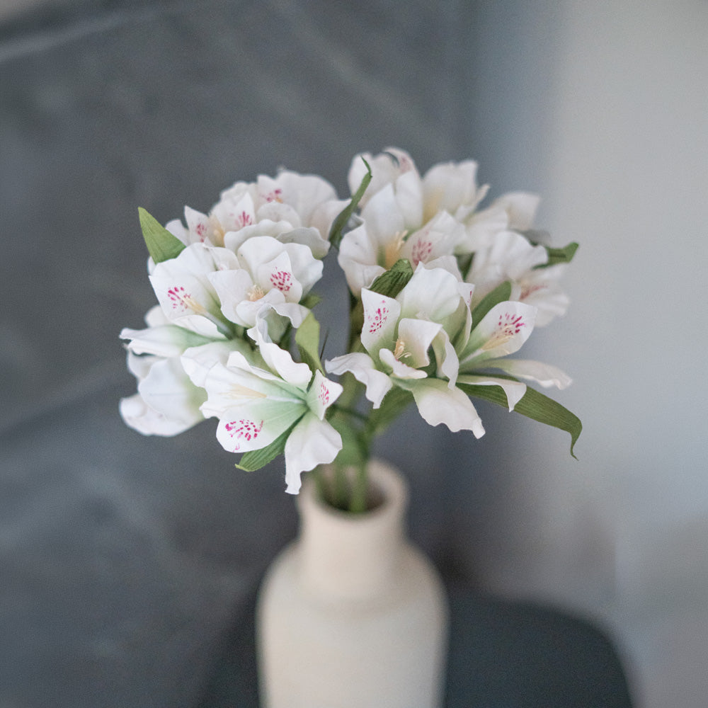 Flowrette Lys des Incas fleur papier x1 blanc vert
