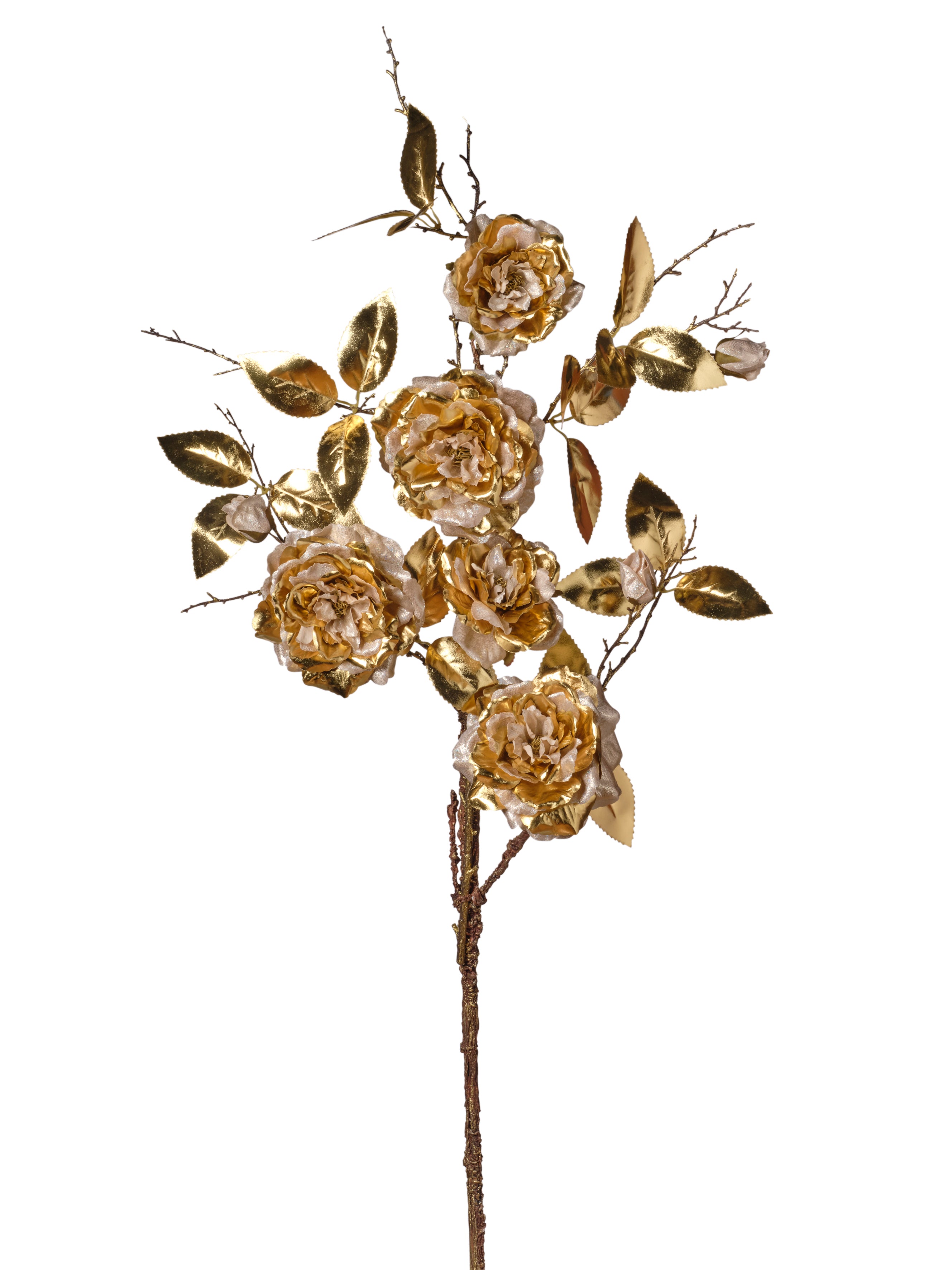 Feuillazur Produits de saison Rose métallique fleur artificielle rouge 150cm