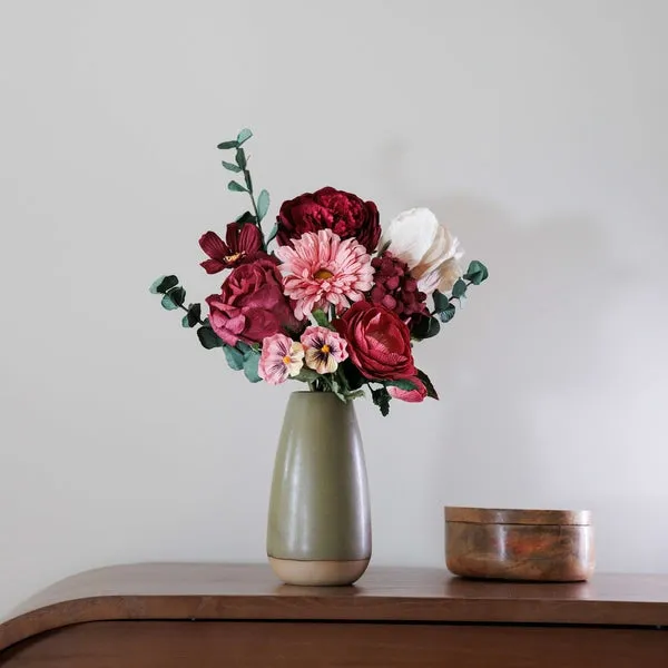 Flowrette Degas bouquet fleurs papier roses bordeaux