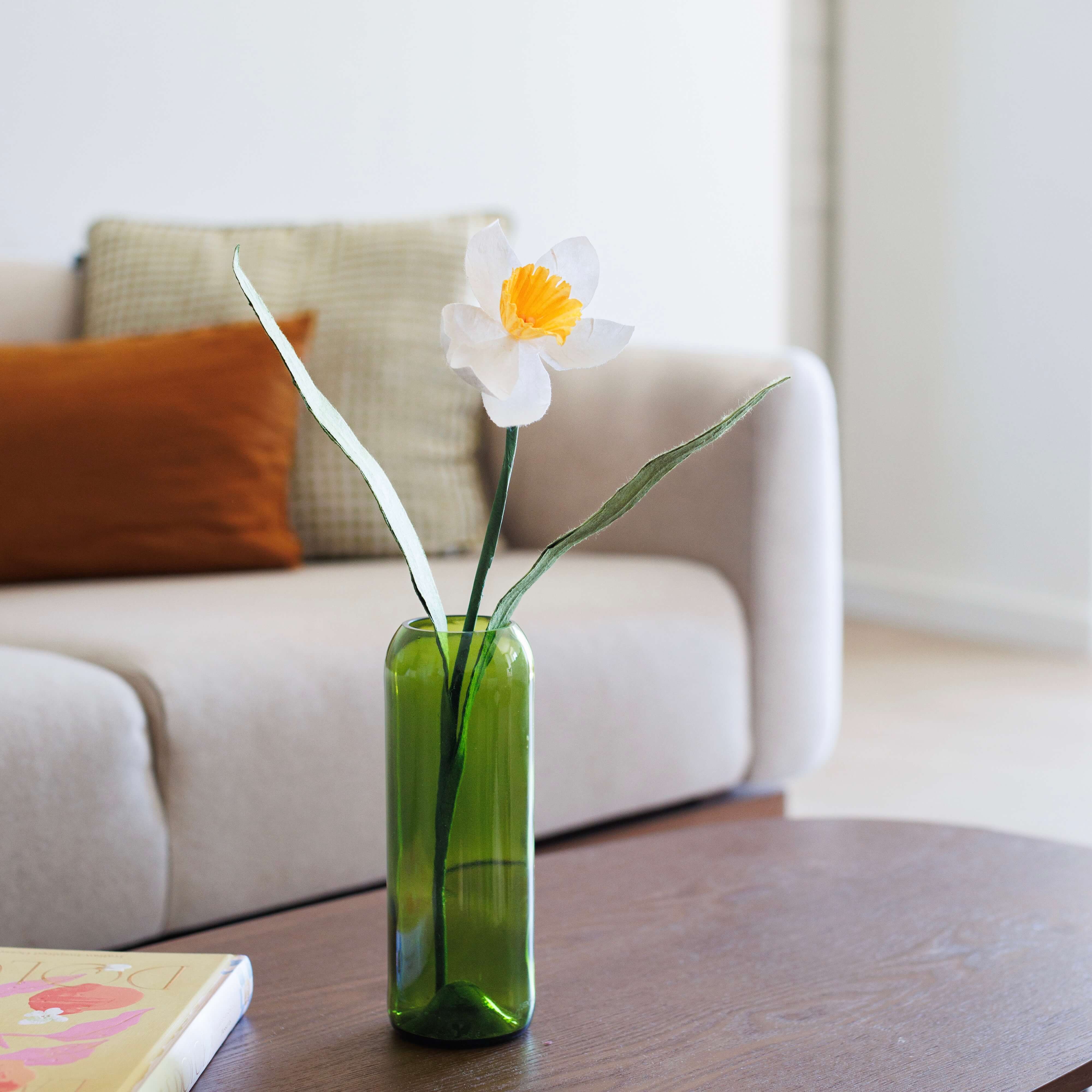 Flowrette Narcisse fleur en papier jaune et blanc x1