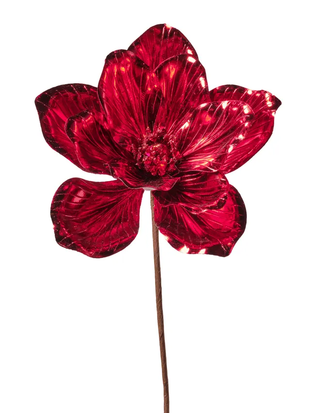 Feuillazur Rungis Magnolia tige artificielle rouge 30cm