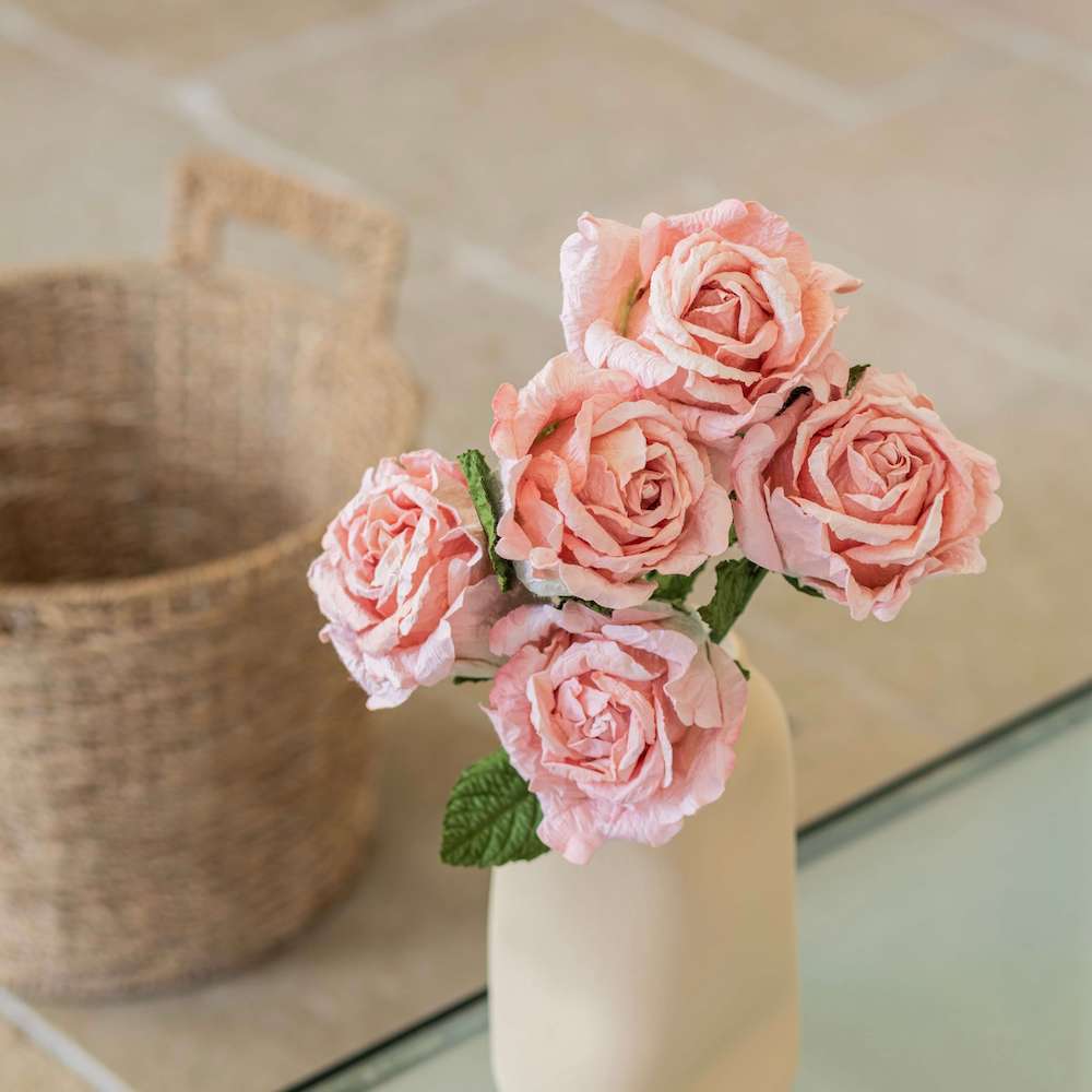 Flowrette Fleurs en papier Grande Rose Lady rose pâle x1 éternelle