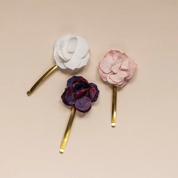 Flowrette Fleurs en papier trio barrettes hortensia multicolore
