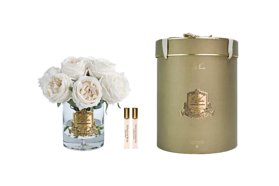 Côte Noire Garden Rose bouquet roses champagne parfumées 25cm