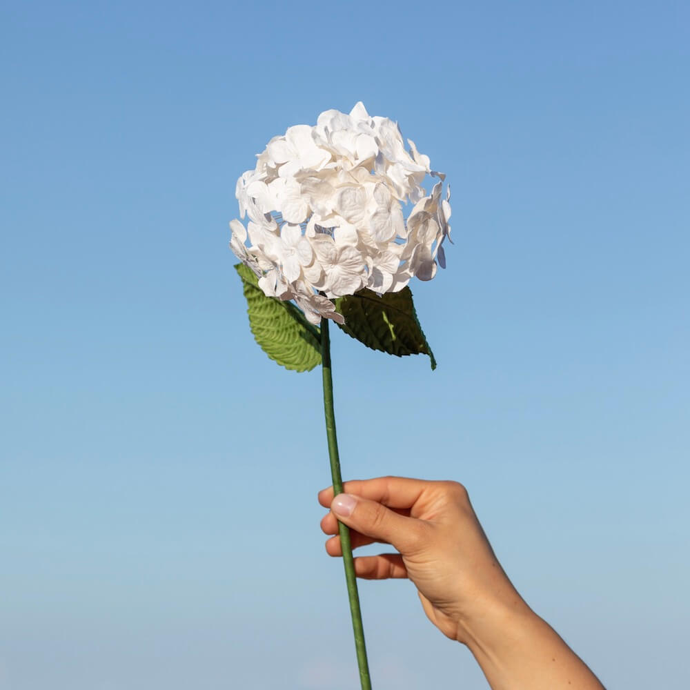 Flowrette Fleurs en papier Hortensia blanc fleur papier x1 durable