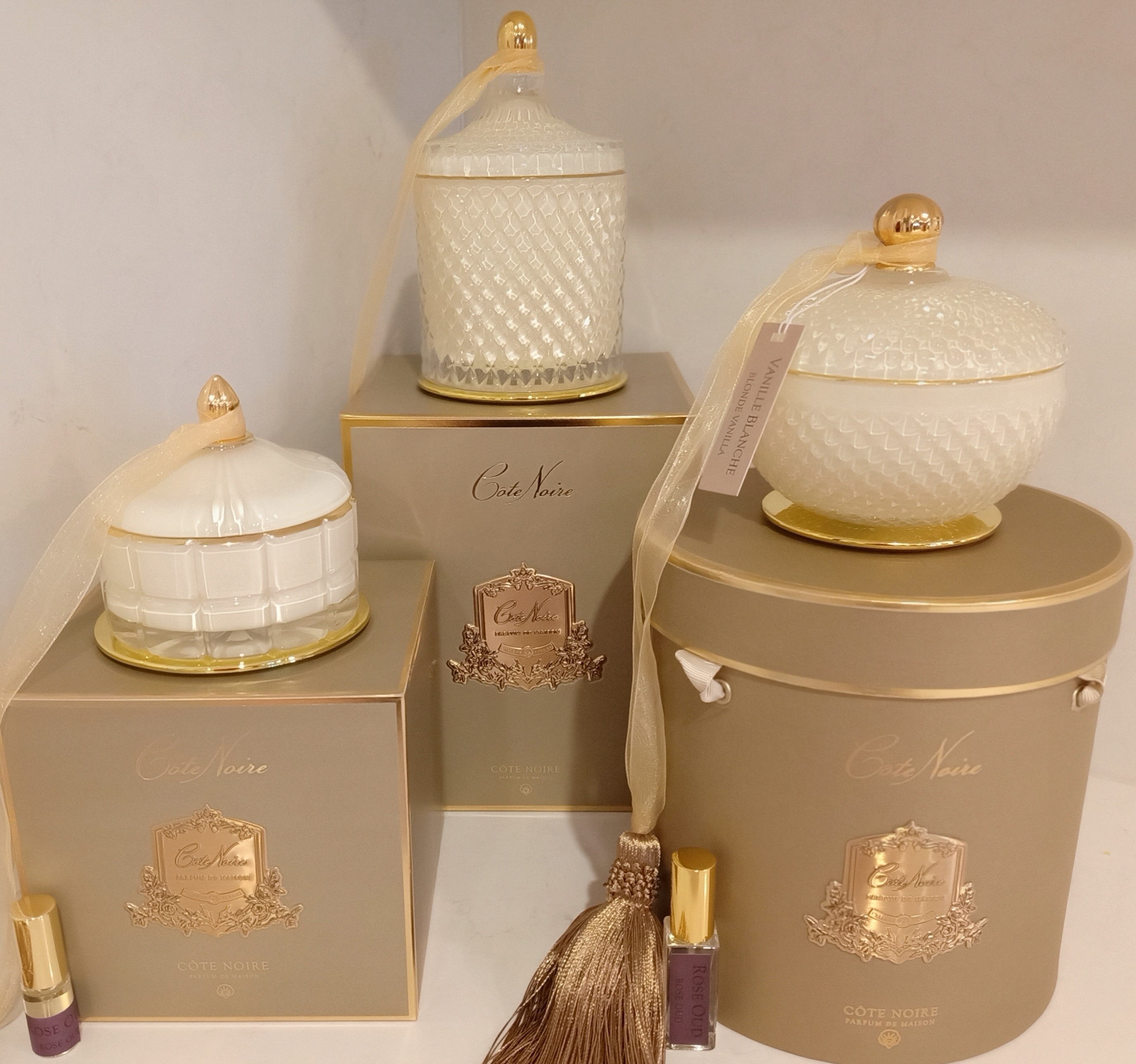 Côte Noire Art Deco GML30005 bougie vanille blanche 300g crème