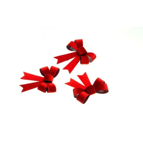 Feuillazur Rungis lot 3 nœuds velours rouge 10x12,5cm Noël