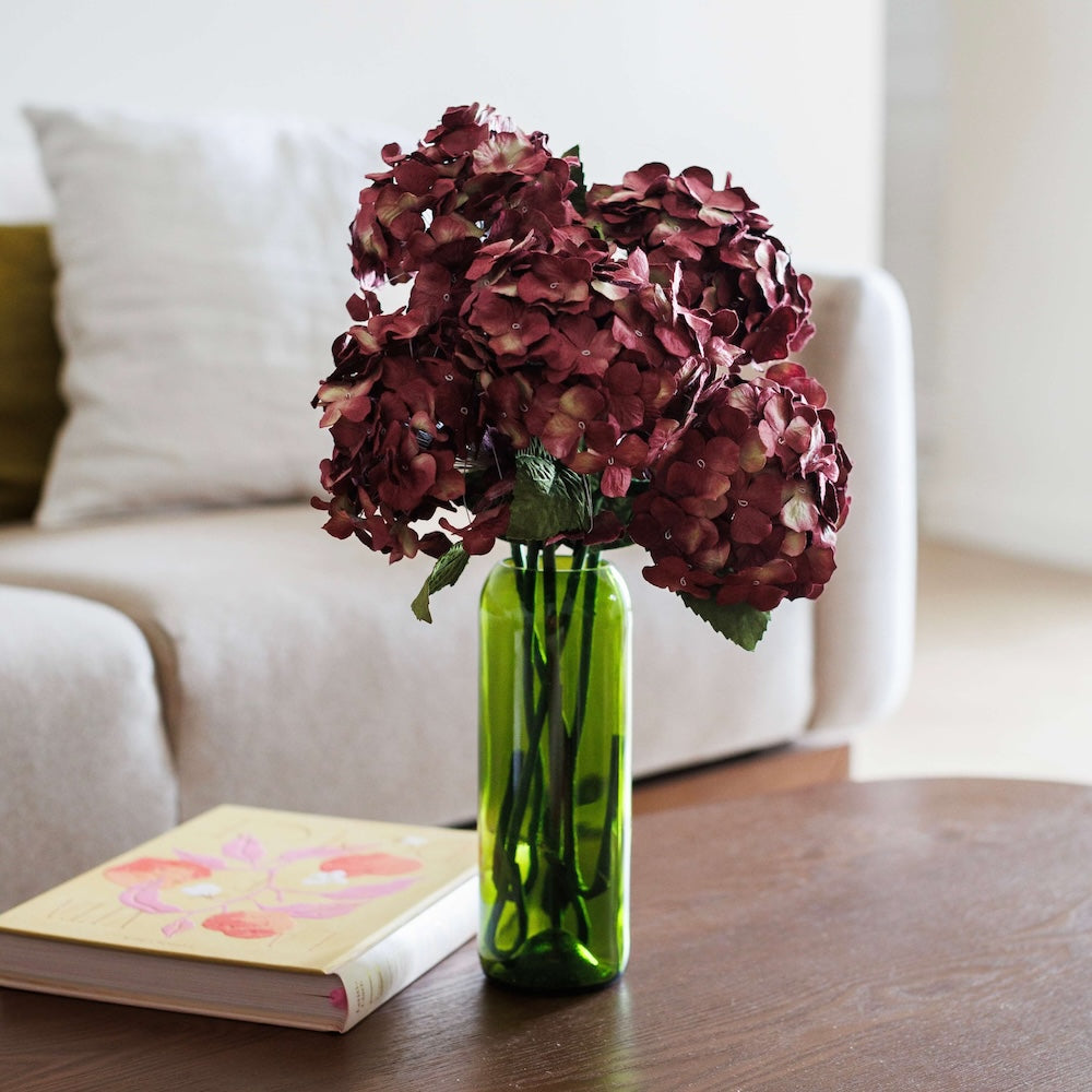 Flowrette Hortensia fleur papier prune à l'unité romantique