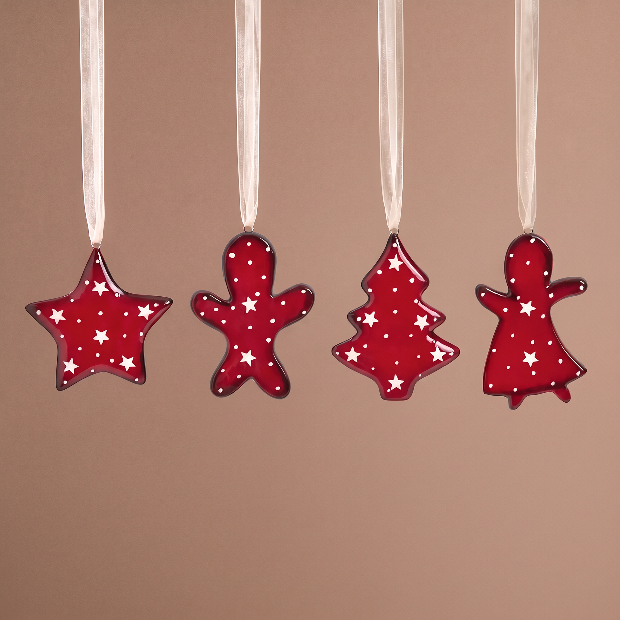 Sia Home Holly suspensions Noël rouge lot 4 porcelaine