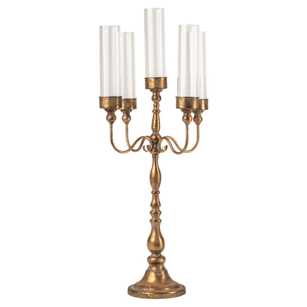 Feuillazur Rungis chandelier 5 bougies doré 45x45x86cm