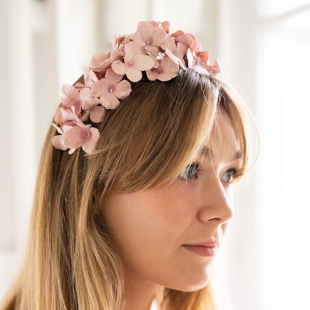 Flowrette Serre-Tête Fleurs Papier Rose Taille L Hortensia