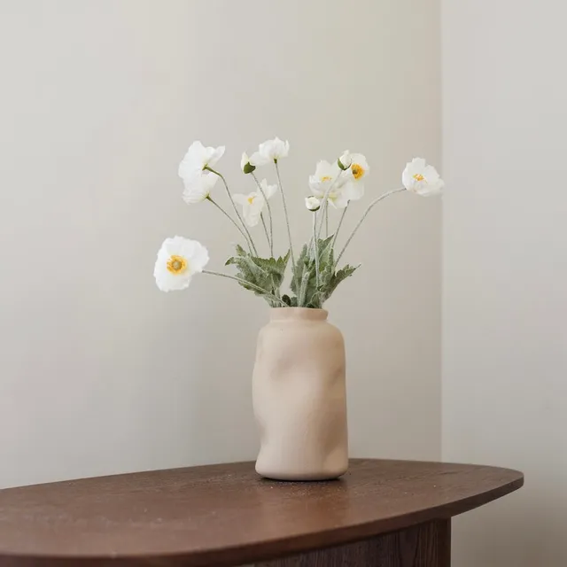 Flowrette pavot fleur artificielle blanche x1 Real Touch