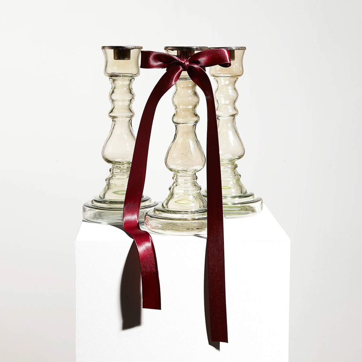 Sia Home Bougeoir en verre photophore transparent 22,5 cm