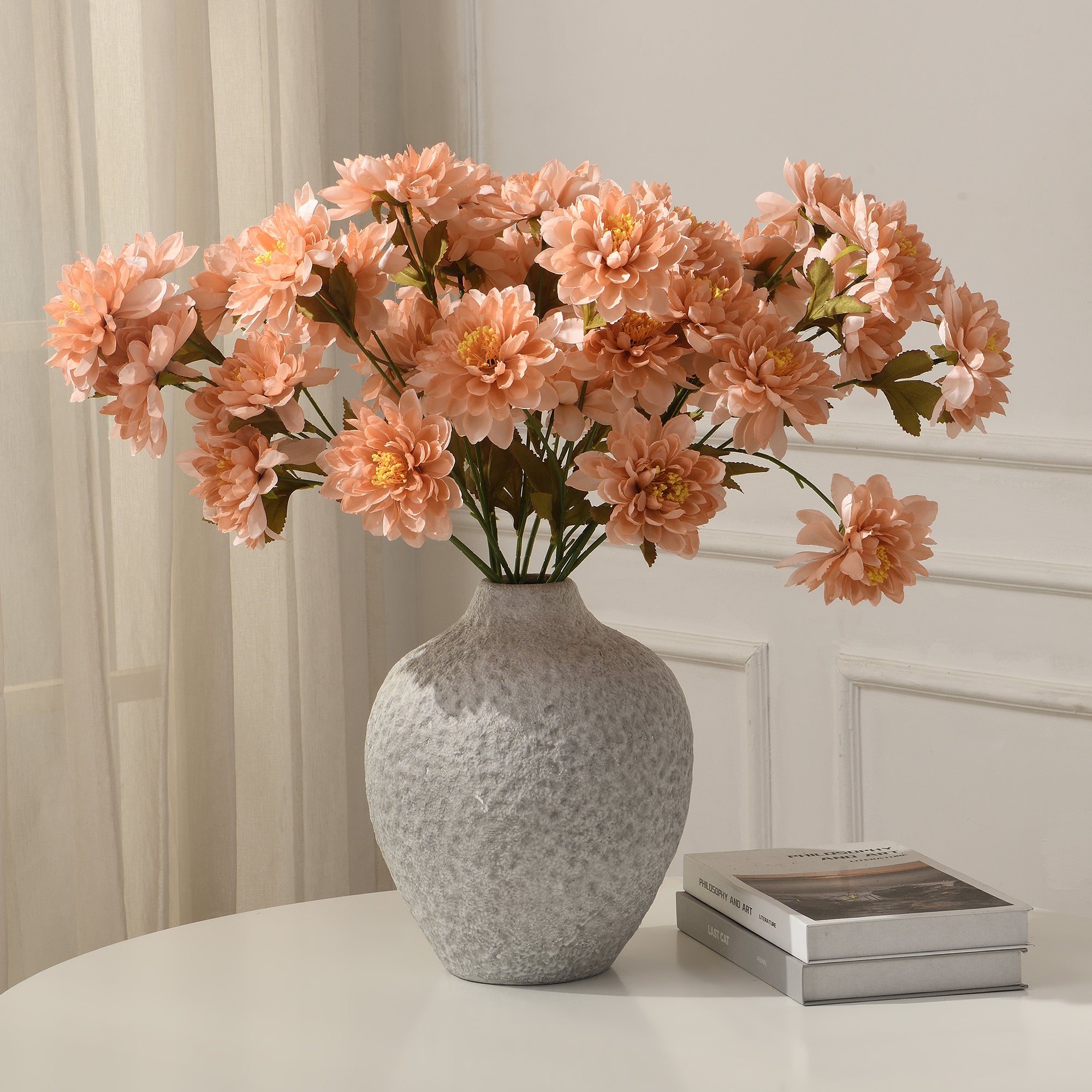 Sia Home Tige de Dahlia 3 fleurs 63 cm fleur blanche