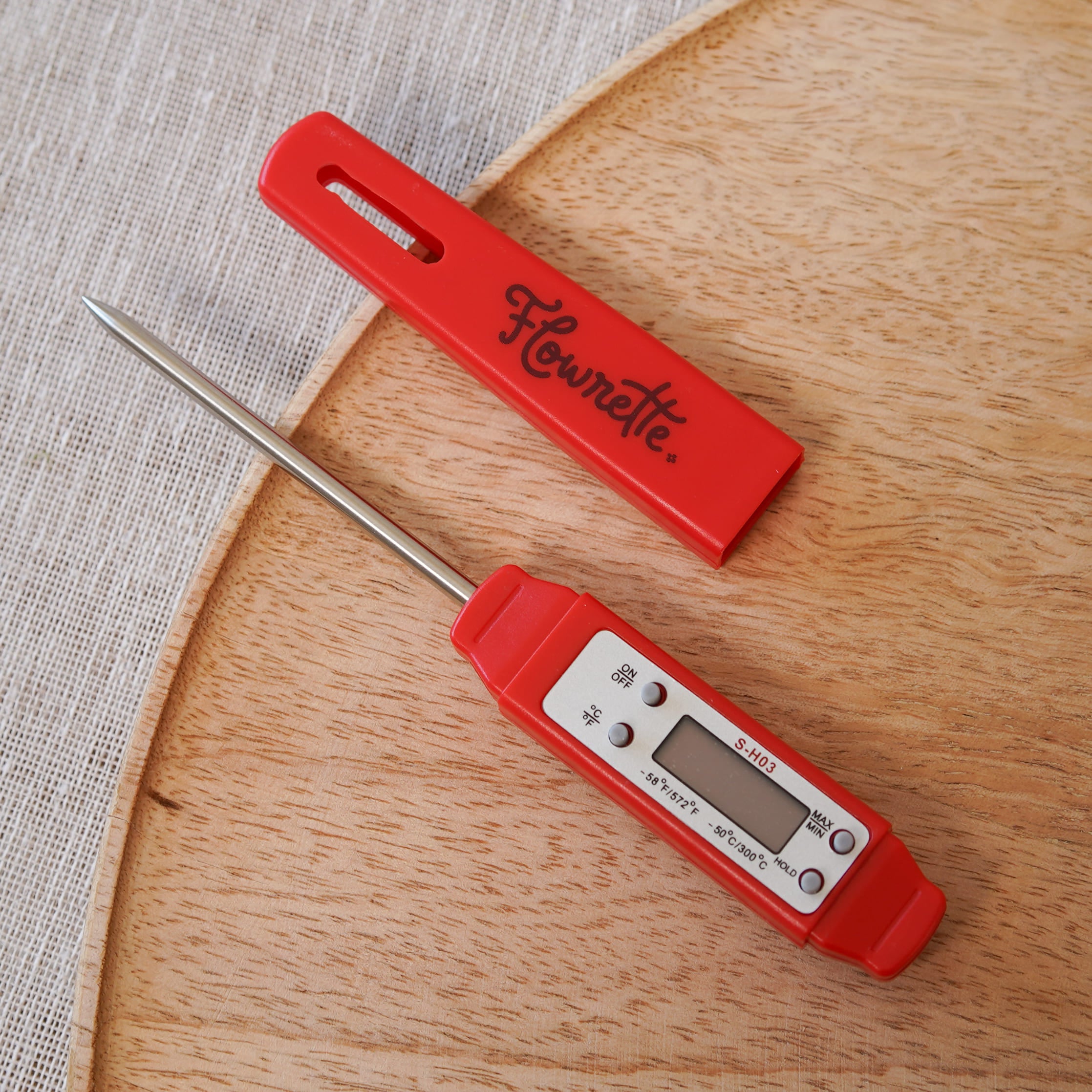 Flowrette Thermomètre digital bougie DIY rouge inox