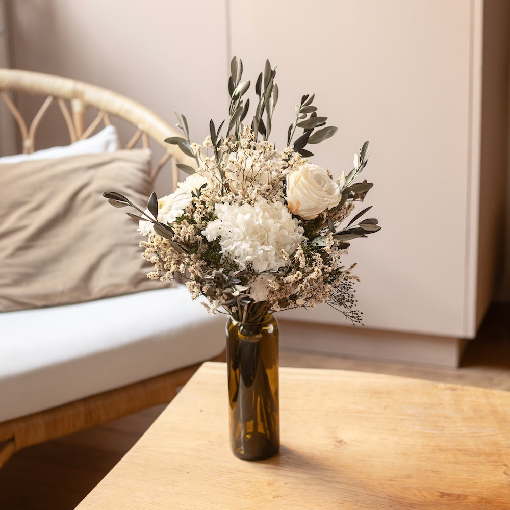 Flowrette Bouquet Saint-Germain stabilisé blanc taille M