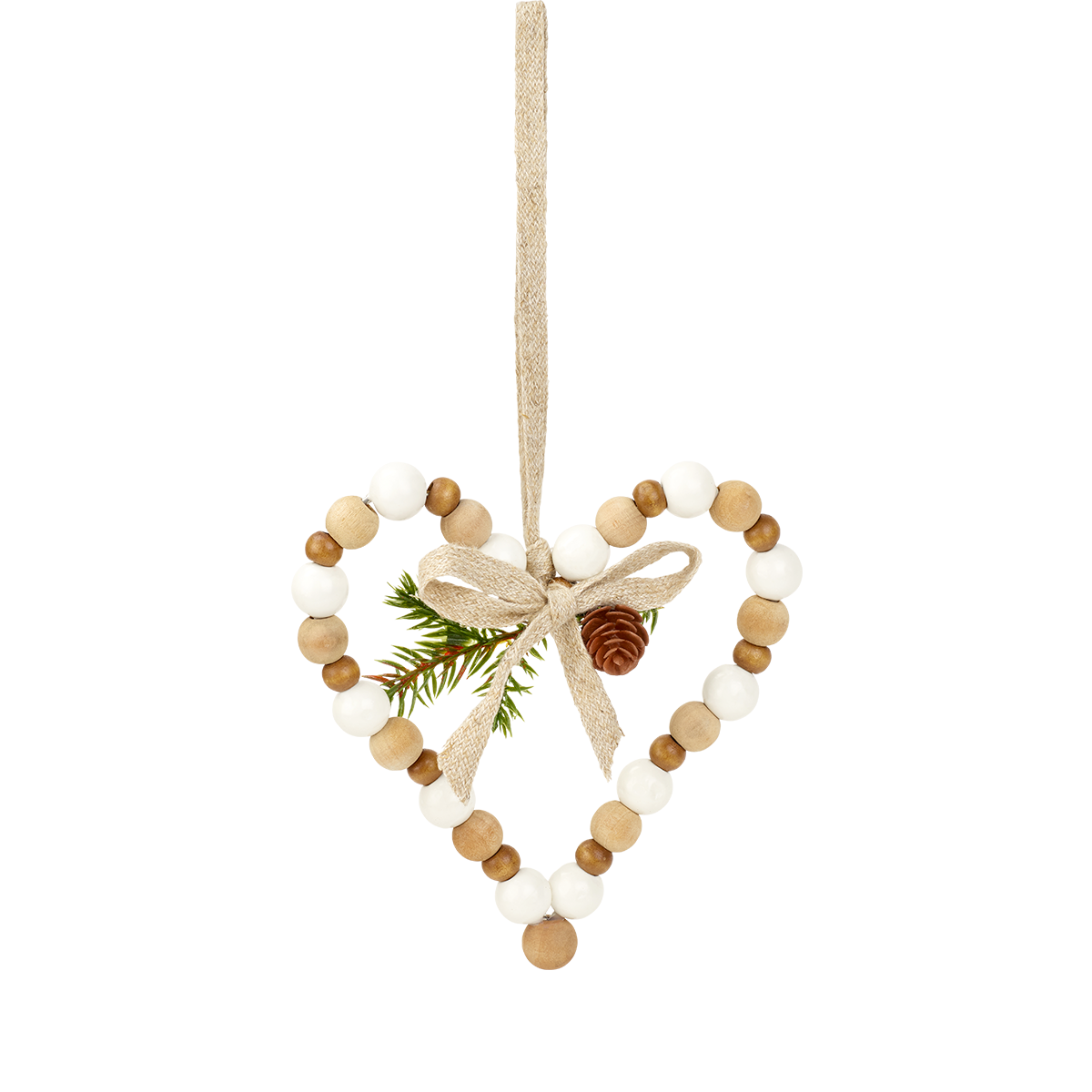 Sia Home Natura suspension Noël coeur bois 14 cm marron