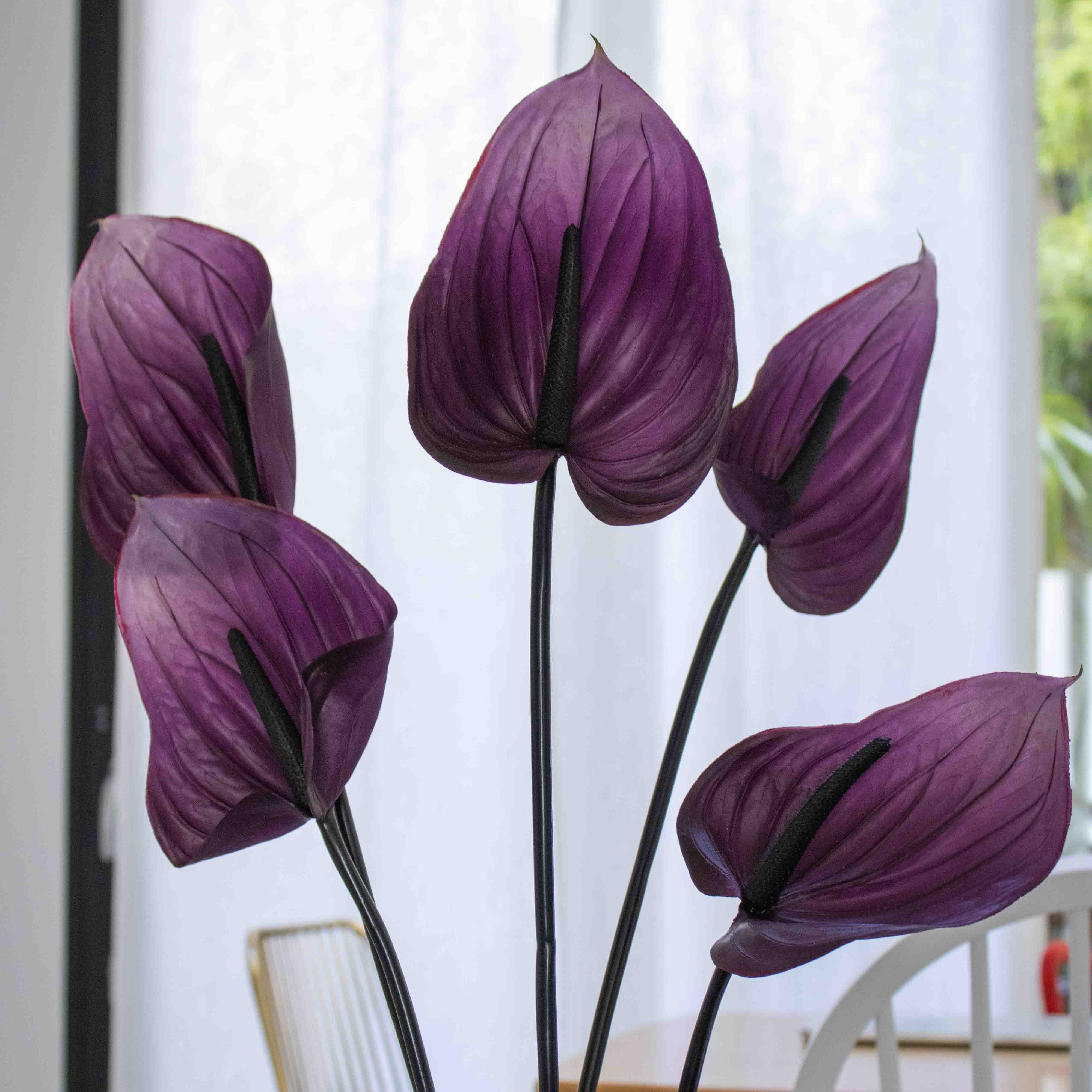 Flowrette Anthurium violet fleur artificielle tige x1
