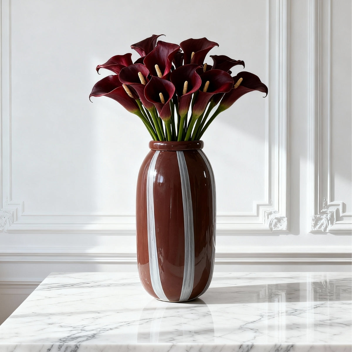 Sia Home Lattea Vase verre marron blanc 33 cm