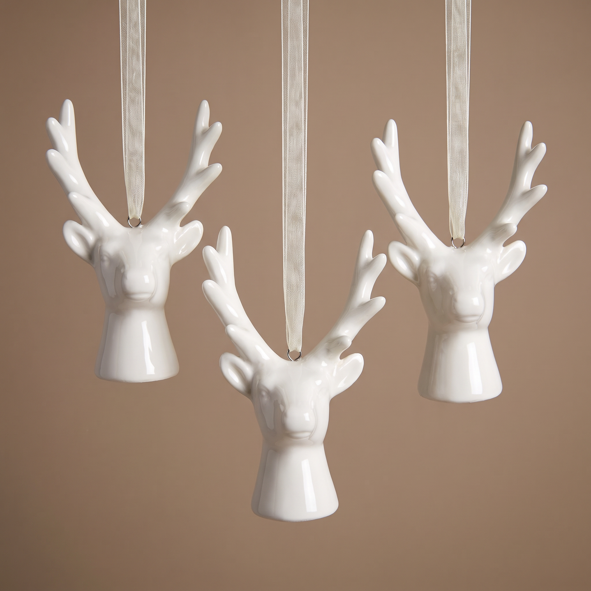Sia Home Suspension de Noël Cerf décoration sapin blanc 7 cm