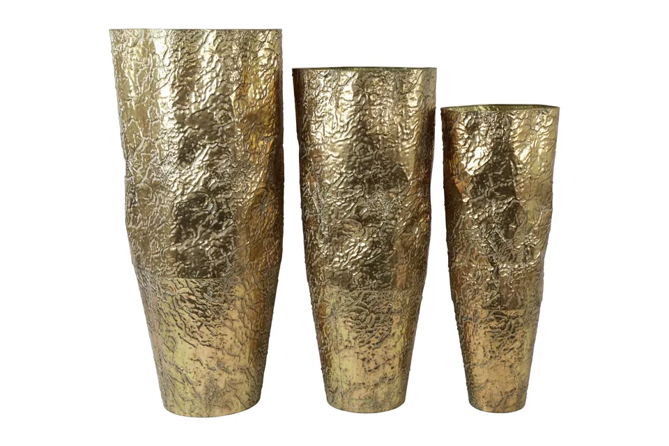 Feuillazur Rungis Vase doré verre lot de 3 doré