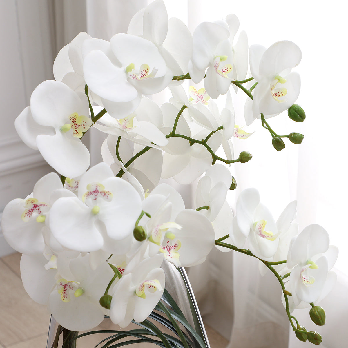 Sia Home Compositions florales orchidée blanche 46 cm vase