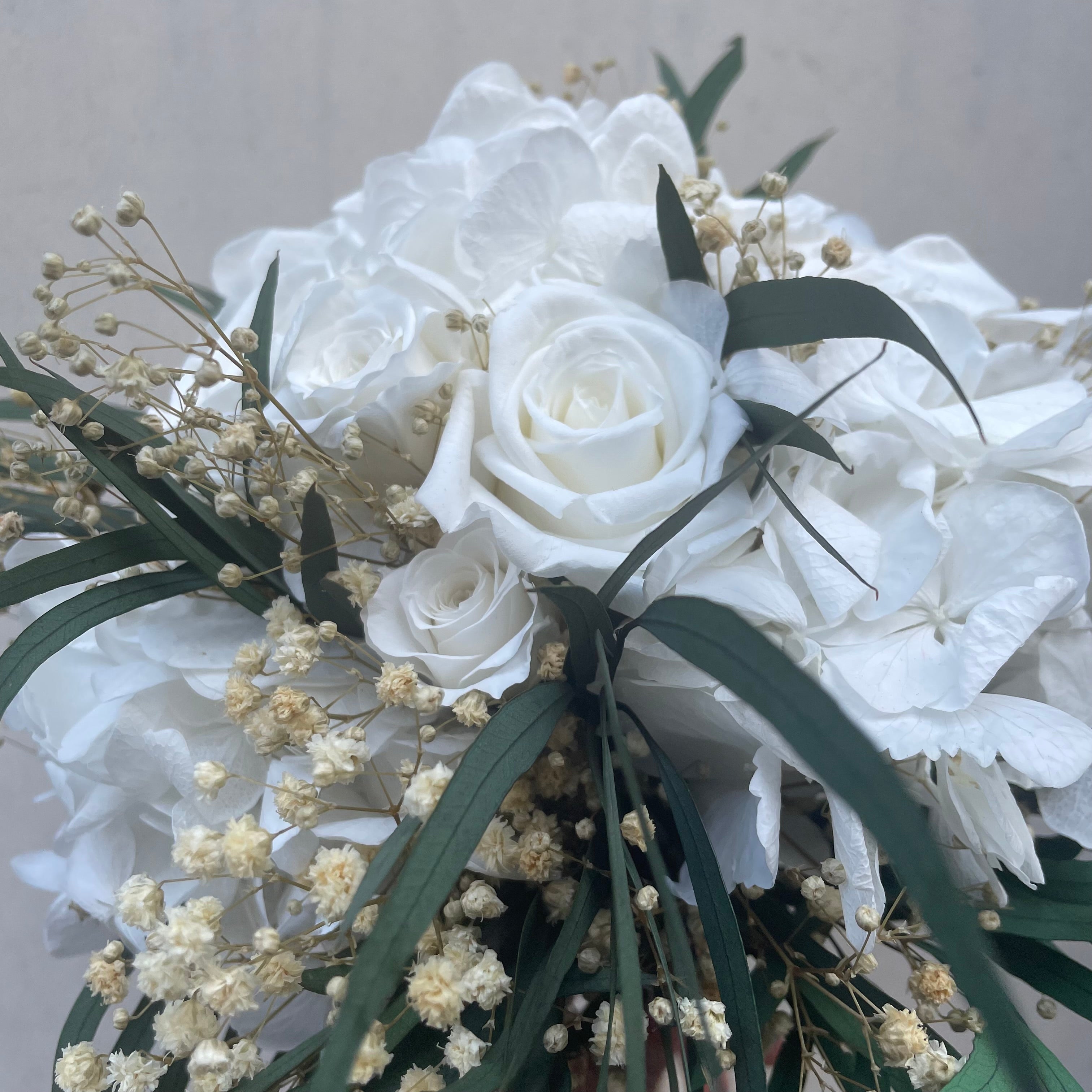 Ateliers Ouchamp Rue d'Italie bouquet mariée stabilisé blanc 30 cm