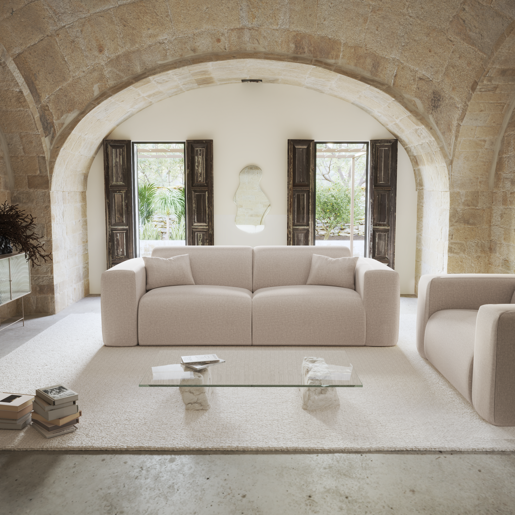 Sia Home Myra canapé convertible beige assise arrondie