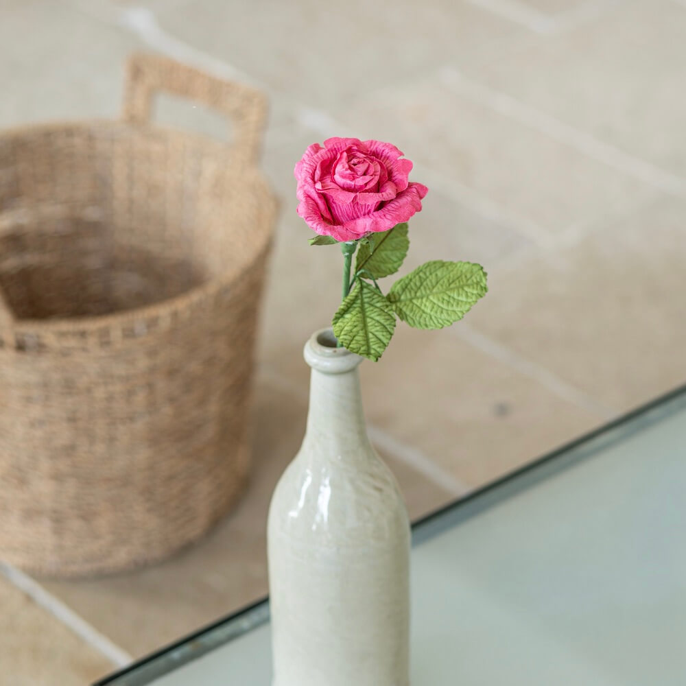 Flowrette Fleurs en papier petite rose Lady fuchsia x1