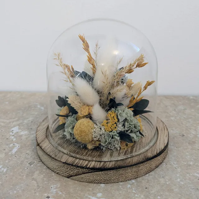 Nymaya La Tournette cloche fleurs séchées jaunes