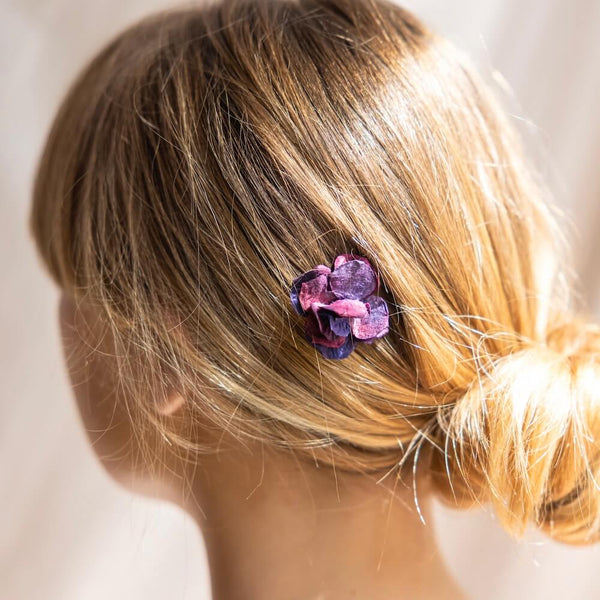 Flowrette Fleurs en papier trio barrettes hortensia violet