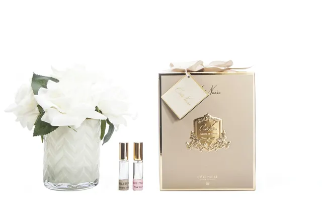 Côte Noire Herringbone HCF02 rose artificielle champagne vase chevron