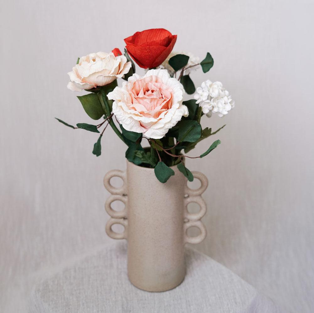 Flowrette Fleurs en papier bouquet Delaunay rose rouge