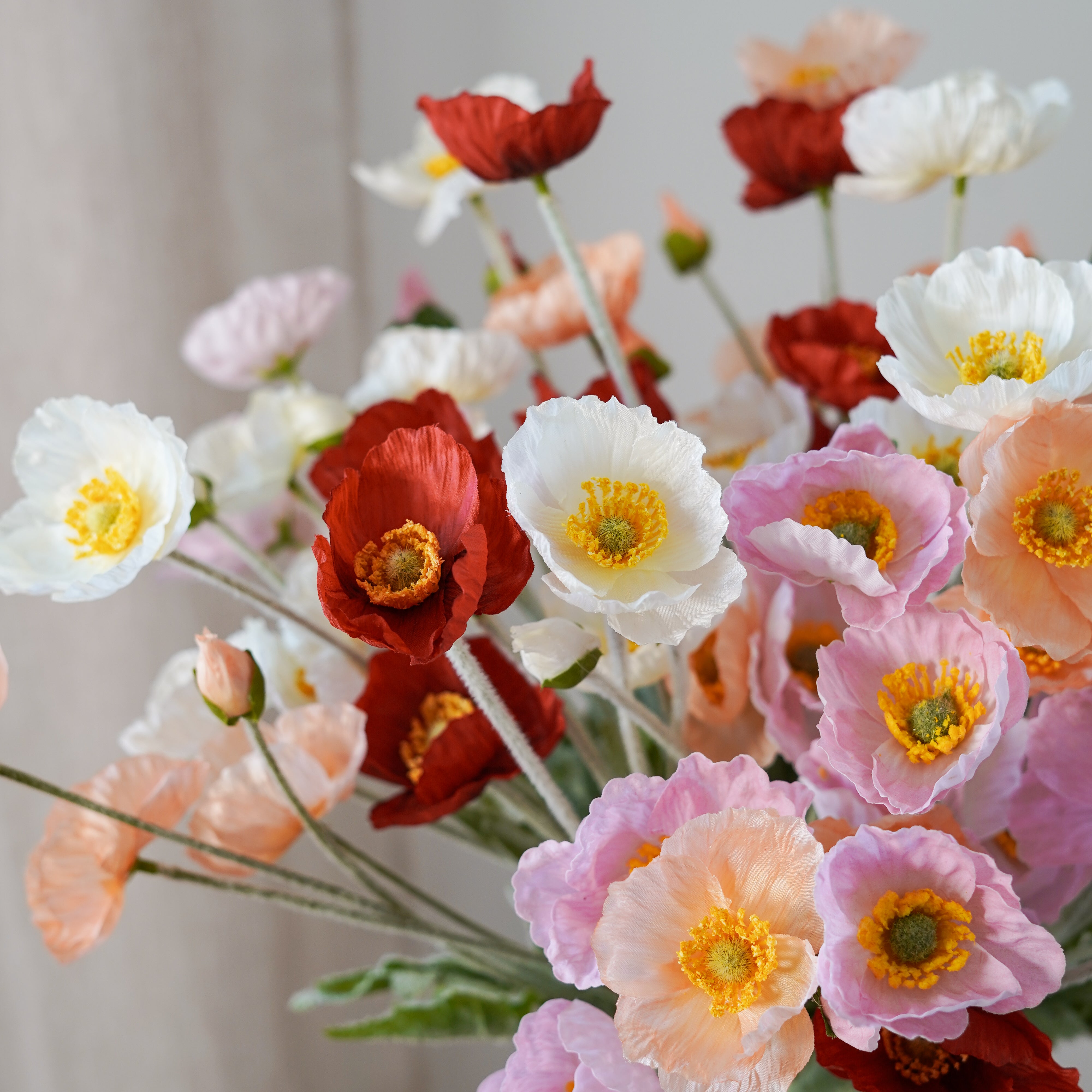 Flowrette bouquet Siloé artificiel 20 tiges pavots