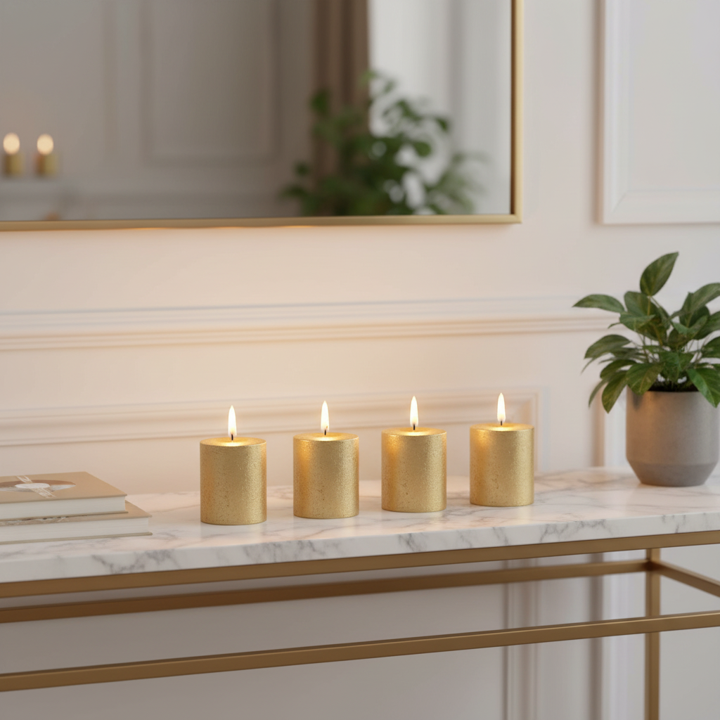 Sia Stripes Xs coffret 4 bougies cylindriques rose