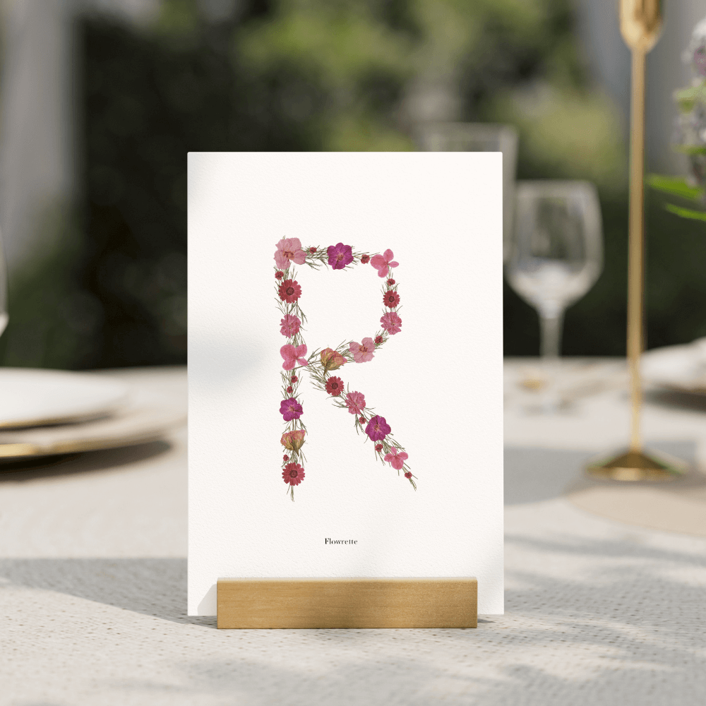 Flowrette affiche A5 herbier lettre rose initiale