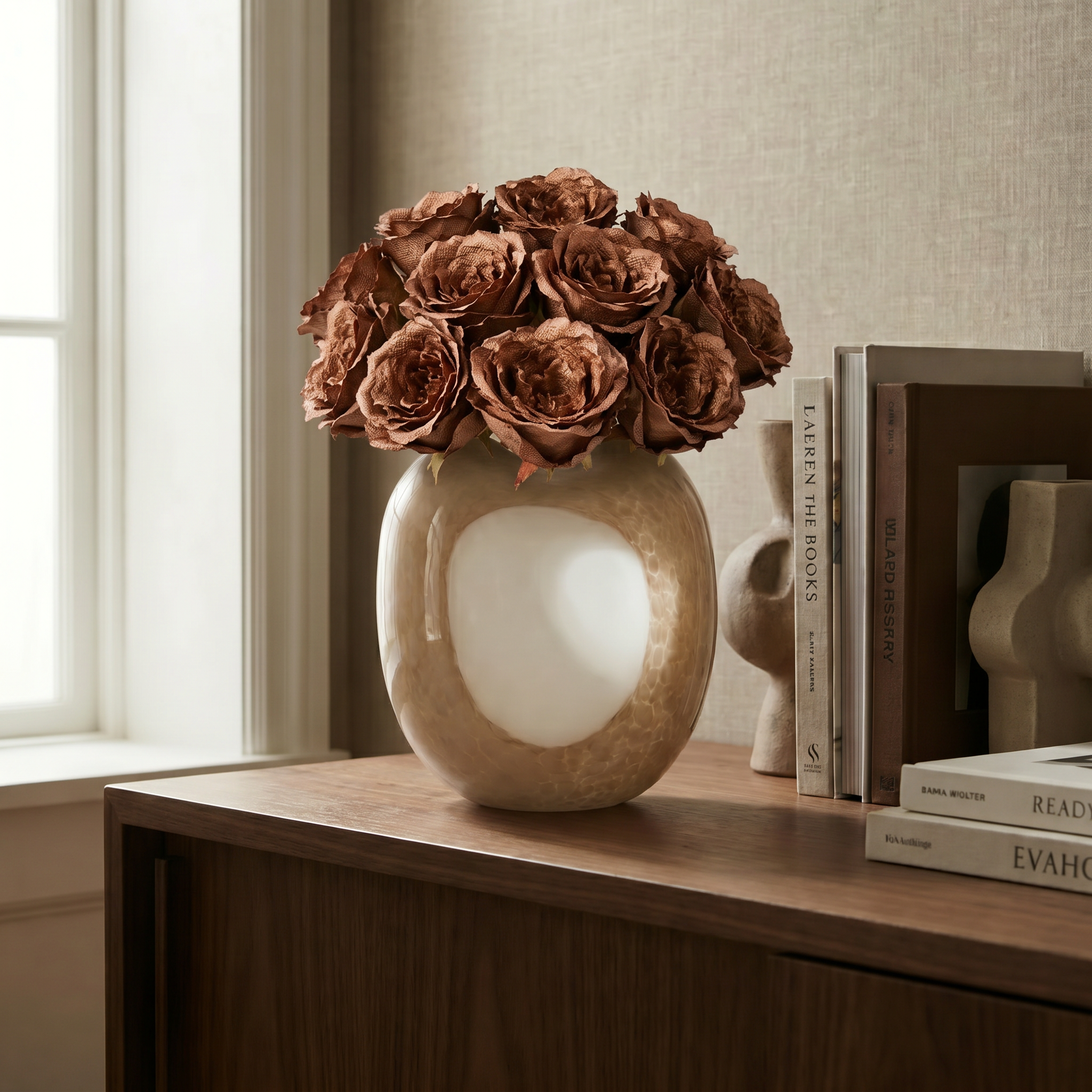 Sia Home Leslie Rose fermée artificielle marron 55 cm
