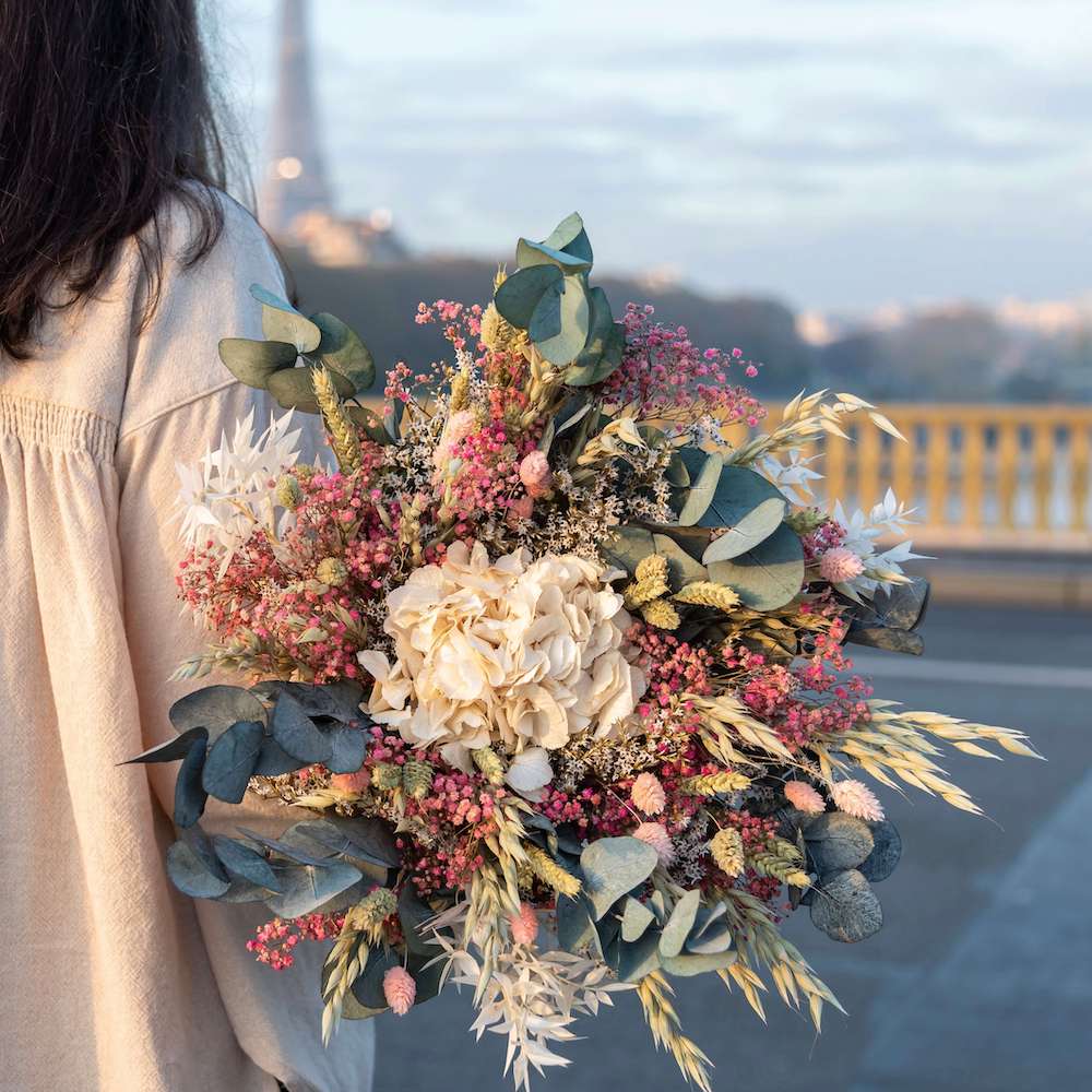Flowrette Hector bouquet fleurs sechees stabilisees rose S