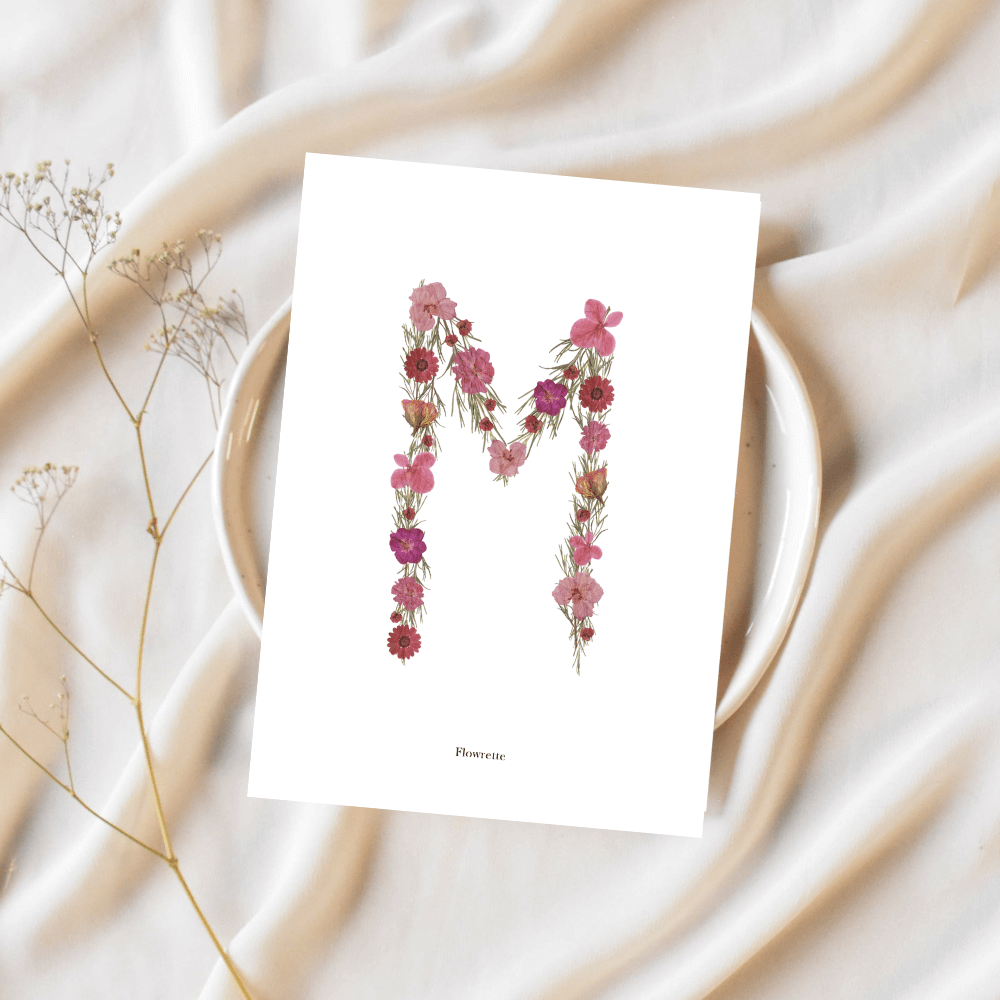 Flowrette Herbier carte postale lettre A rose