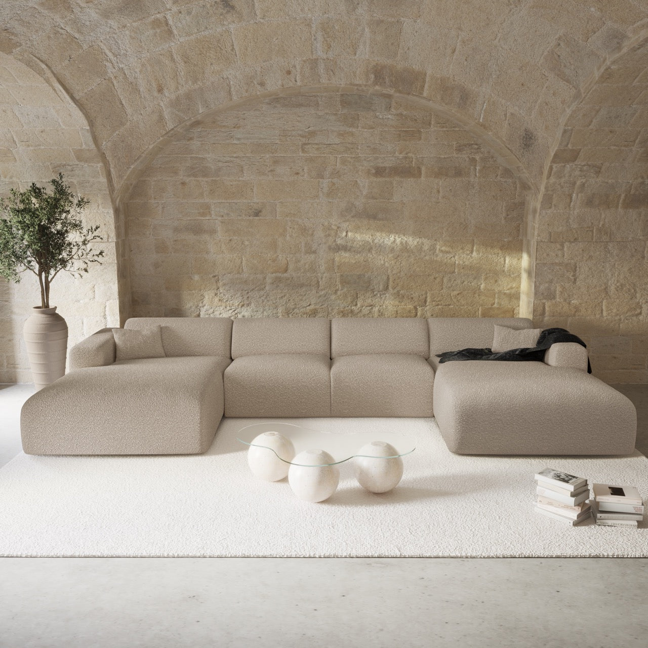 Sia Home Myra Canapé Panoramique Symétrique Crème