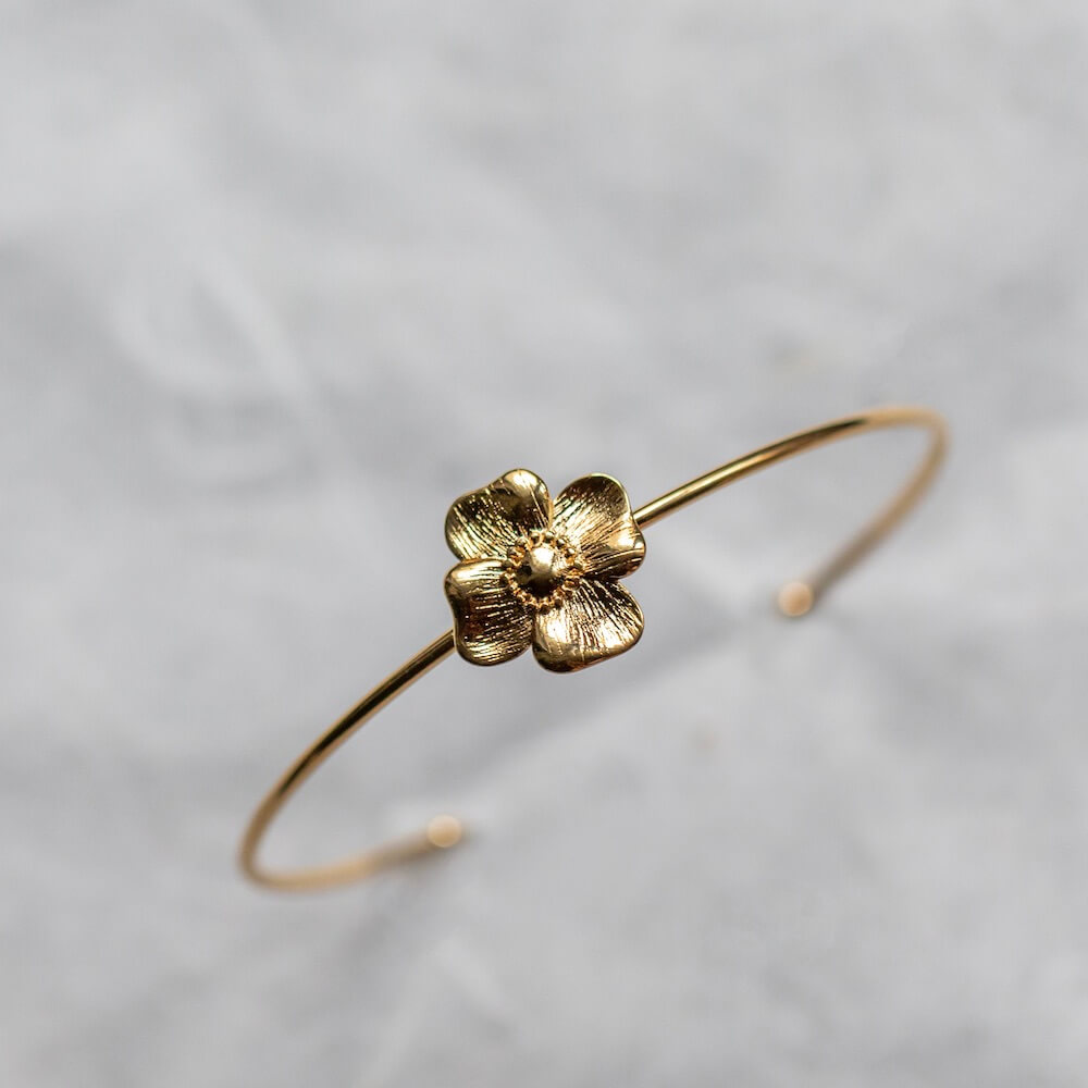 Flowrette Bertille Bracelet fleur plaqué or 24 carats écrin